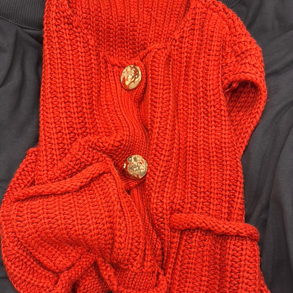 Red Button-Up Women's Sweater